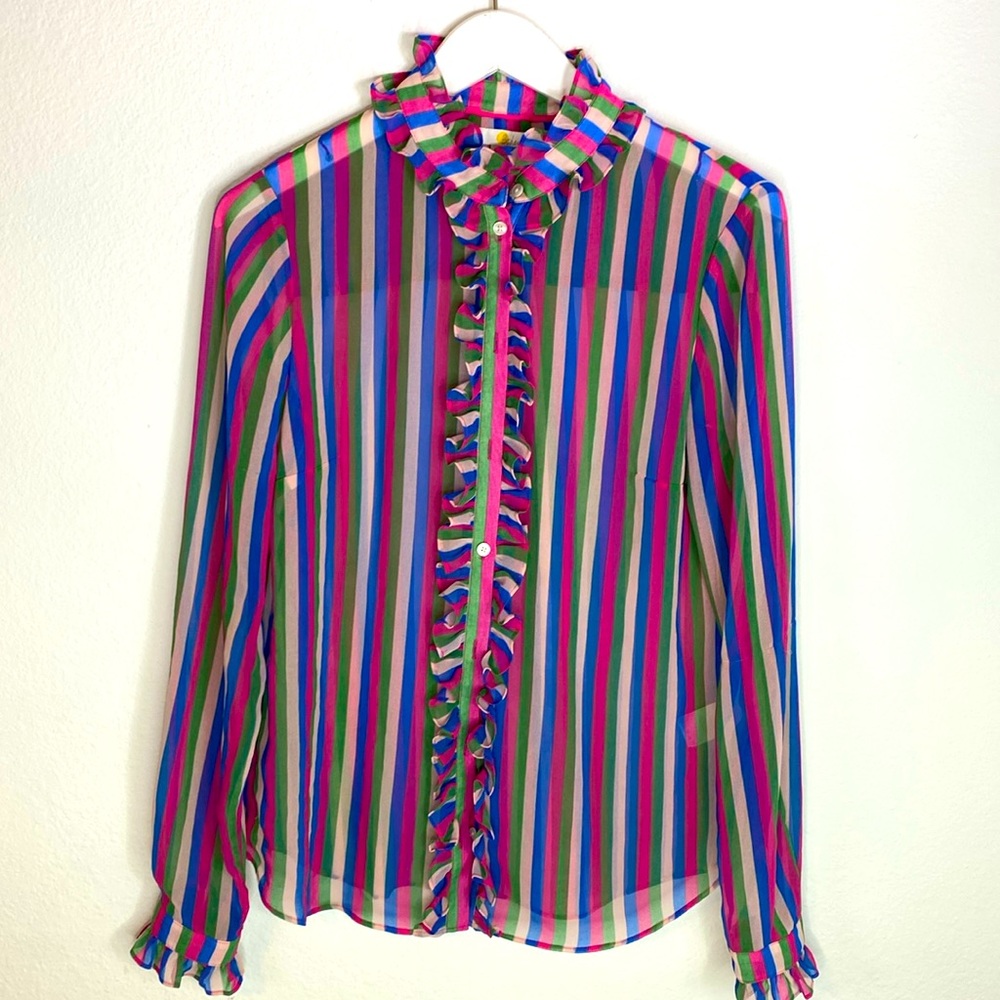Boden Ruffle Button Down Blouse (Size US 6)